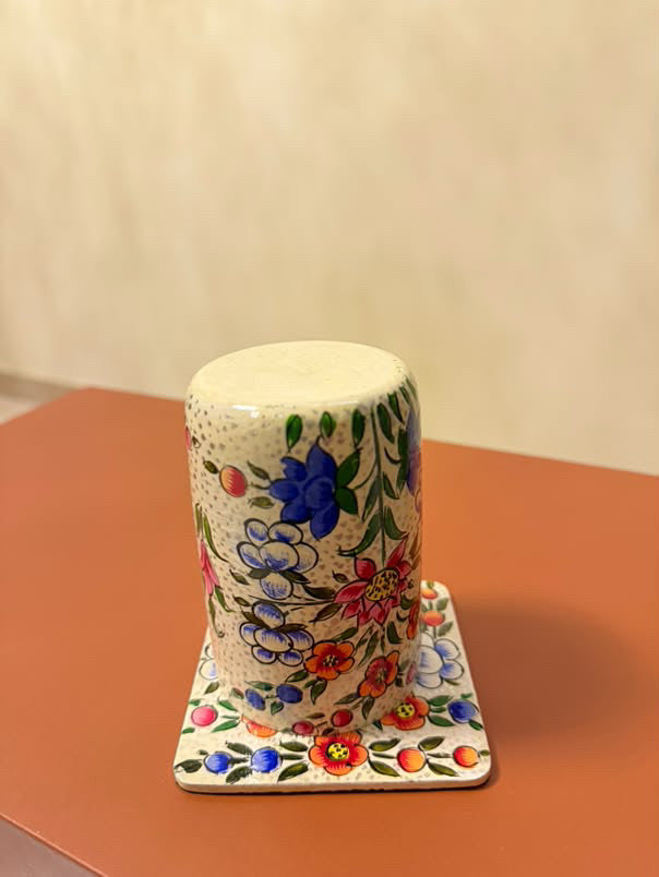 Kashmiri Papier-Mâché Floral Stainless Steel Glass