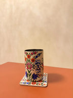 Kashmiri Papier-Mâché Floral Stainless Steel Glass