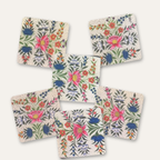 Kashmiri Paper Mache Floral Coaster Set