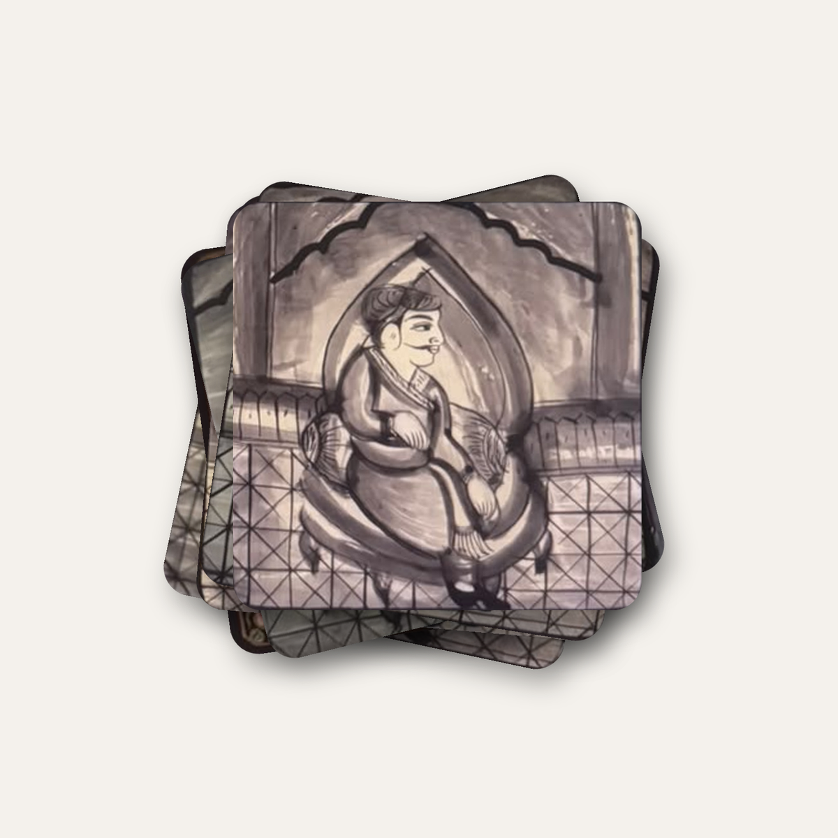 Kashmiri Paper Mache Royal Miniature Art Coaster Set