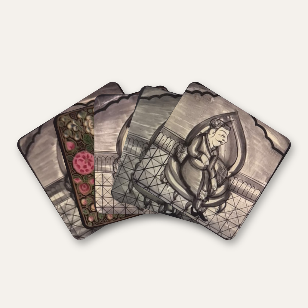 Kashmiri Paper Mache Royal Miniature Art Coaster Set