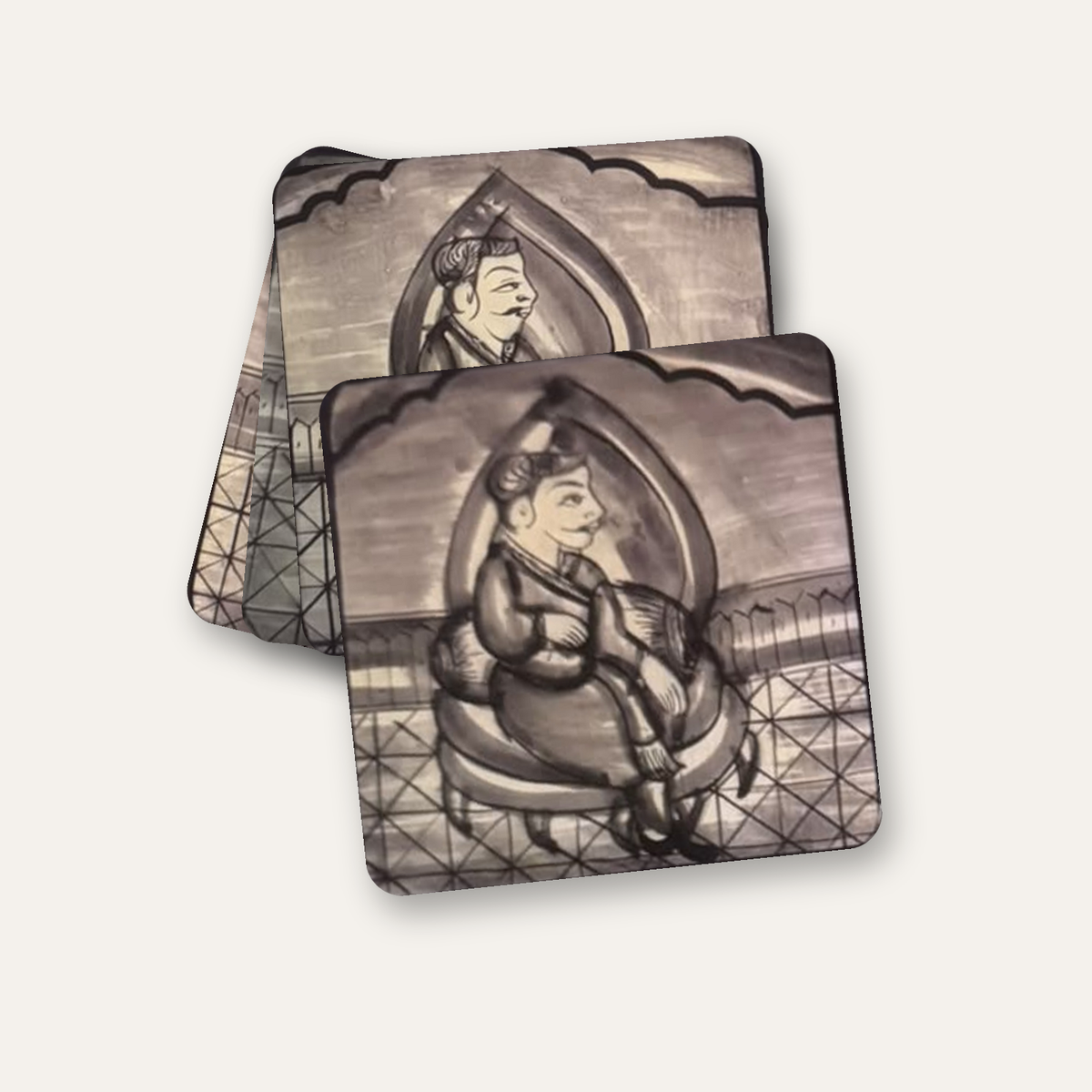 Kashmiri Paper Mache Royal Miniature Art Coaster Set